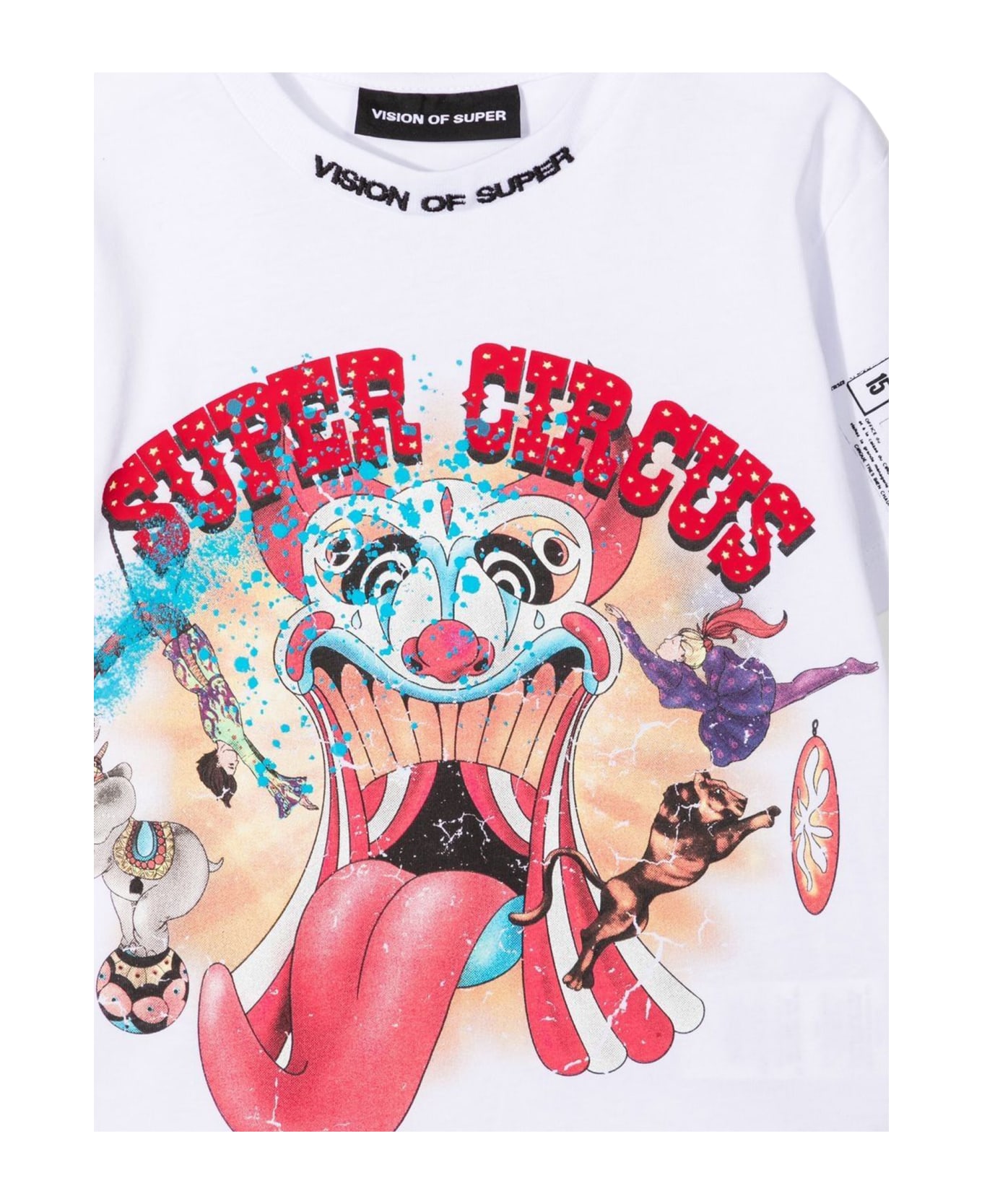 Vision of Super White Kids T-shirt With Tongue Print - BIANCO