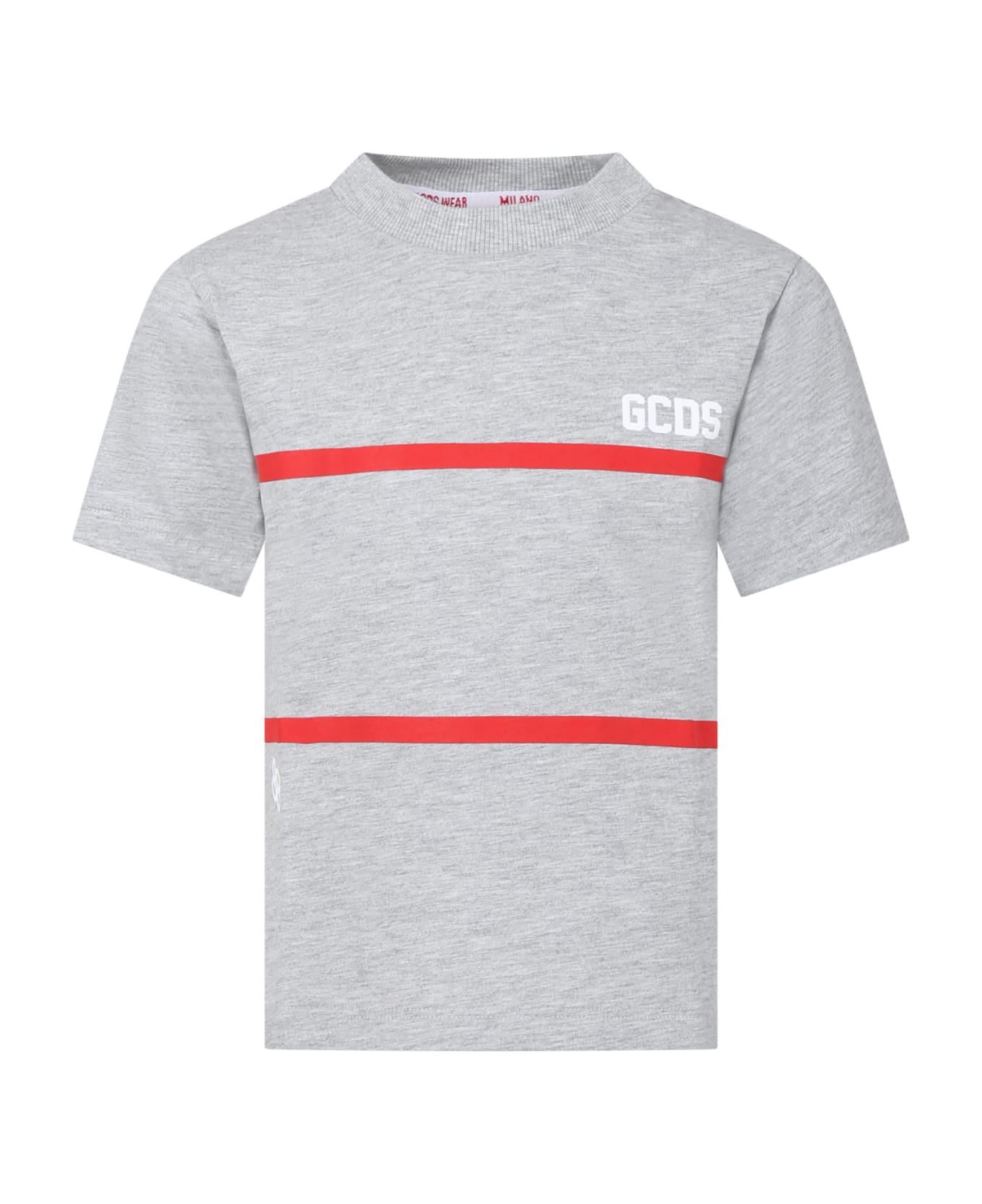 GCDS Mini Grey T-shirt For Kids With Black Logo - Grey