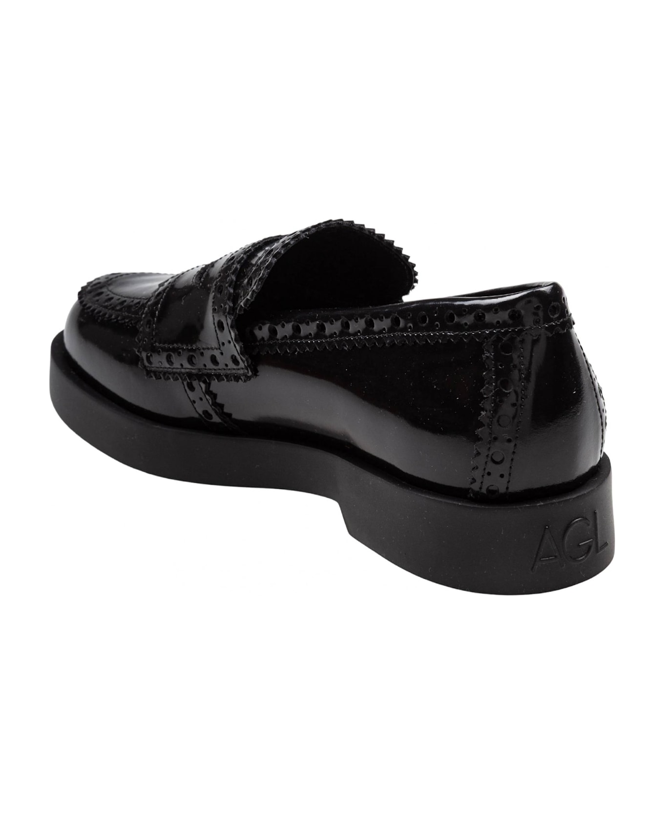 AGL Leather Loafer In Black - Black