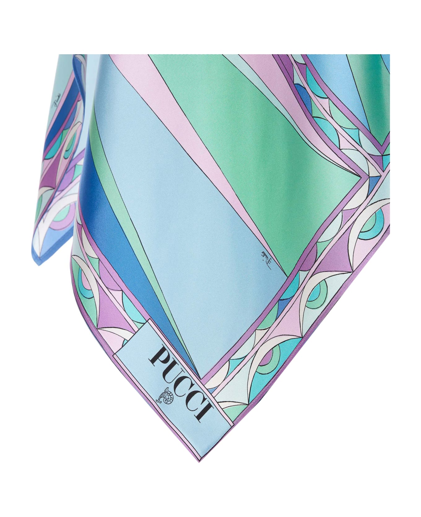 Pucci Cigni Print Silk Top - Clear Blue シャツ