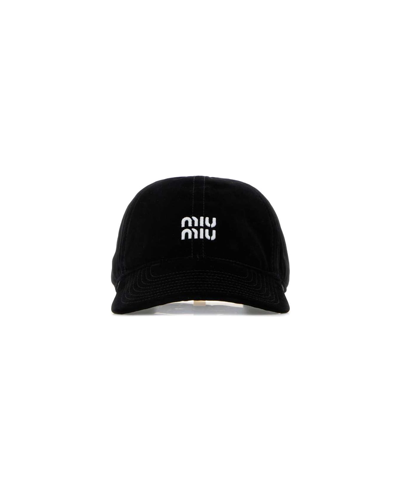Miu Miu Black Velvet Baseball Cap - NEROTABACCO
