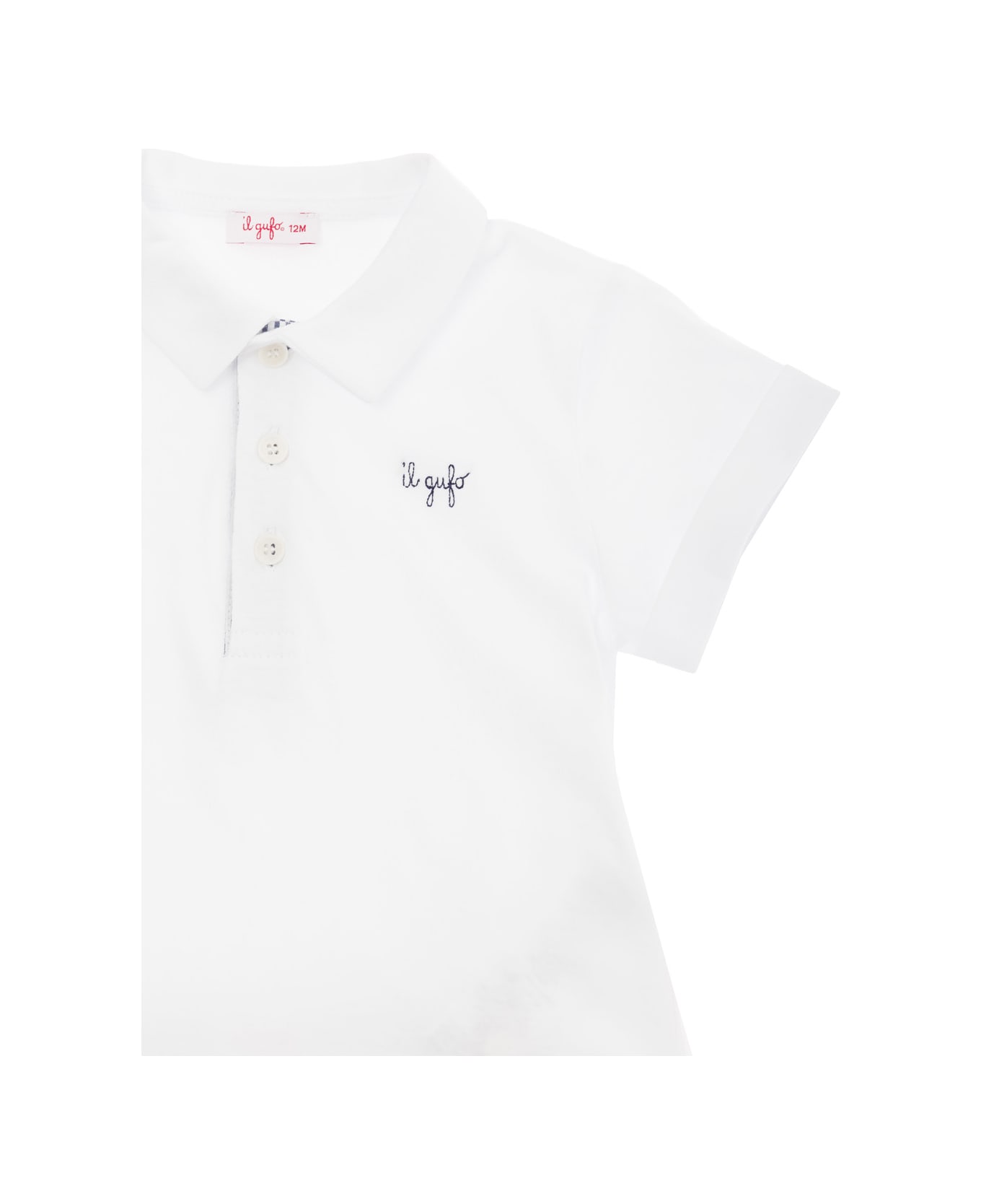Il Gufo White Two Piece Set With Logo Embroidery In Cotton Baby - Blu
