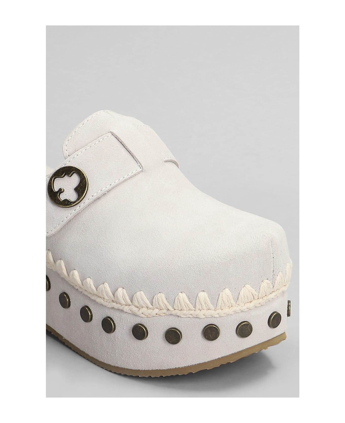 Mou Clog Plain Slipper-mule In Grey Suede - grey