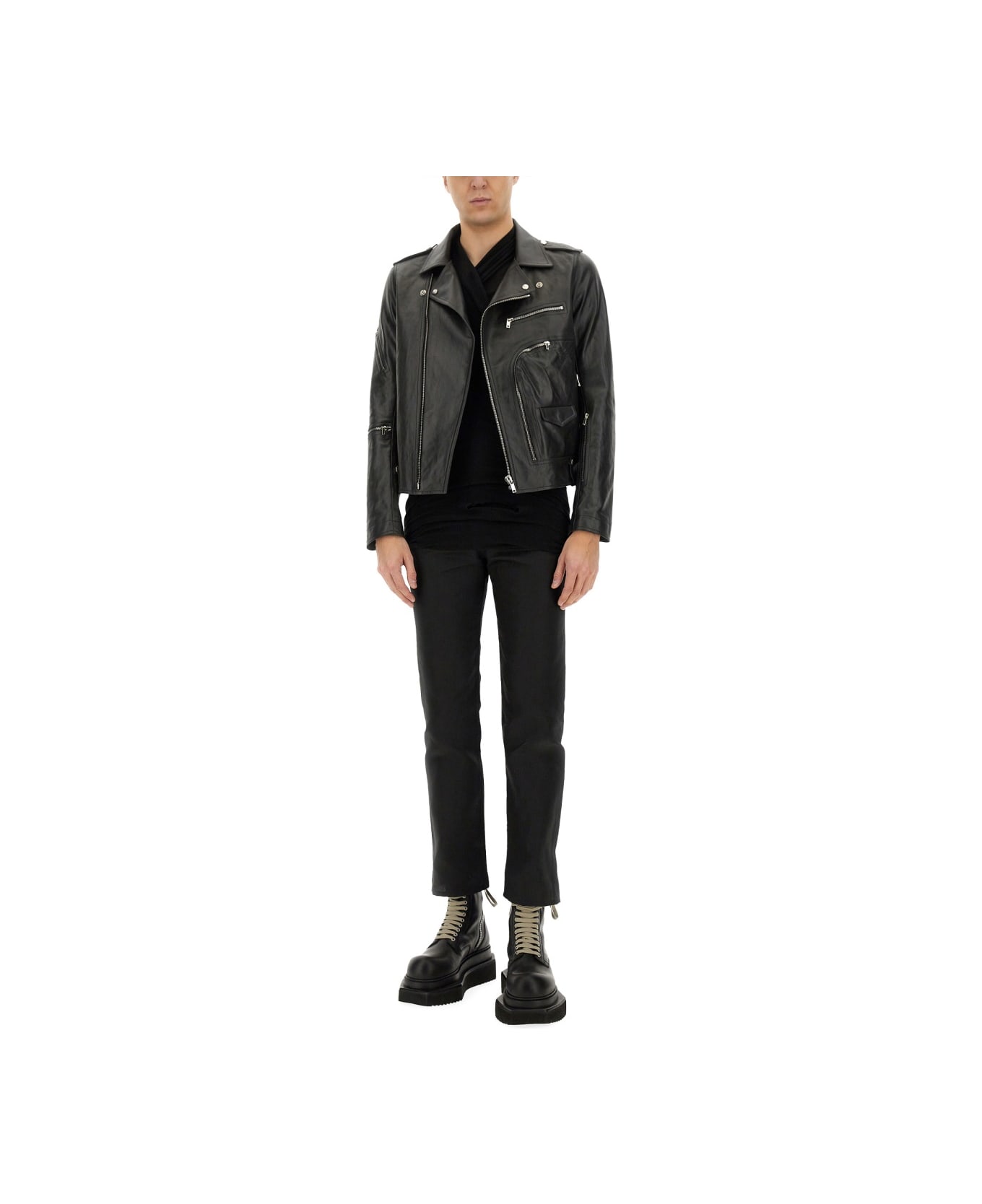 Rick Owens Leather "brad" Jacket - BLACK