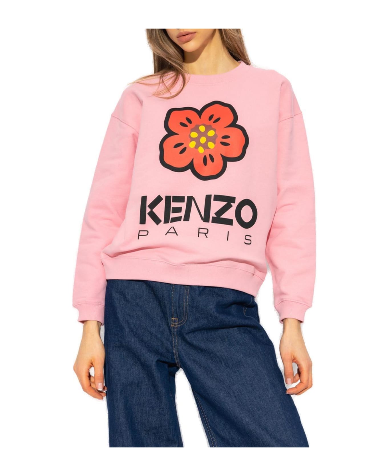Kenzo Logo Printed Crewneck Sweatshirt - Rosa