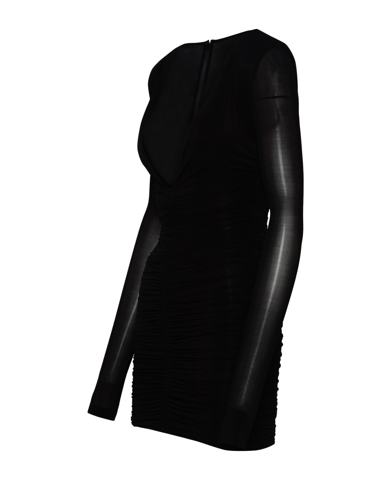 Saint Laurent Black Cupro Blend Dress - Black
