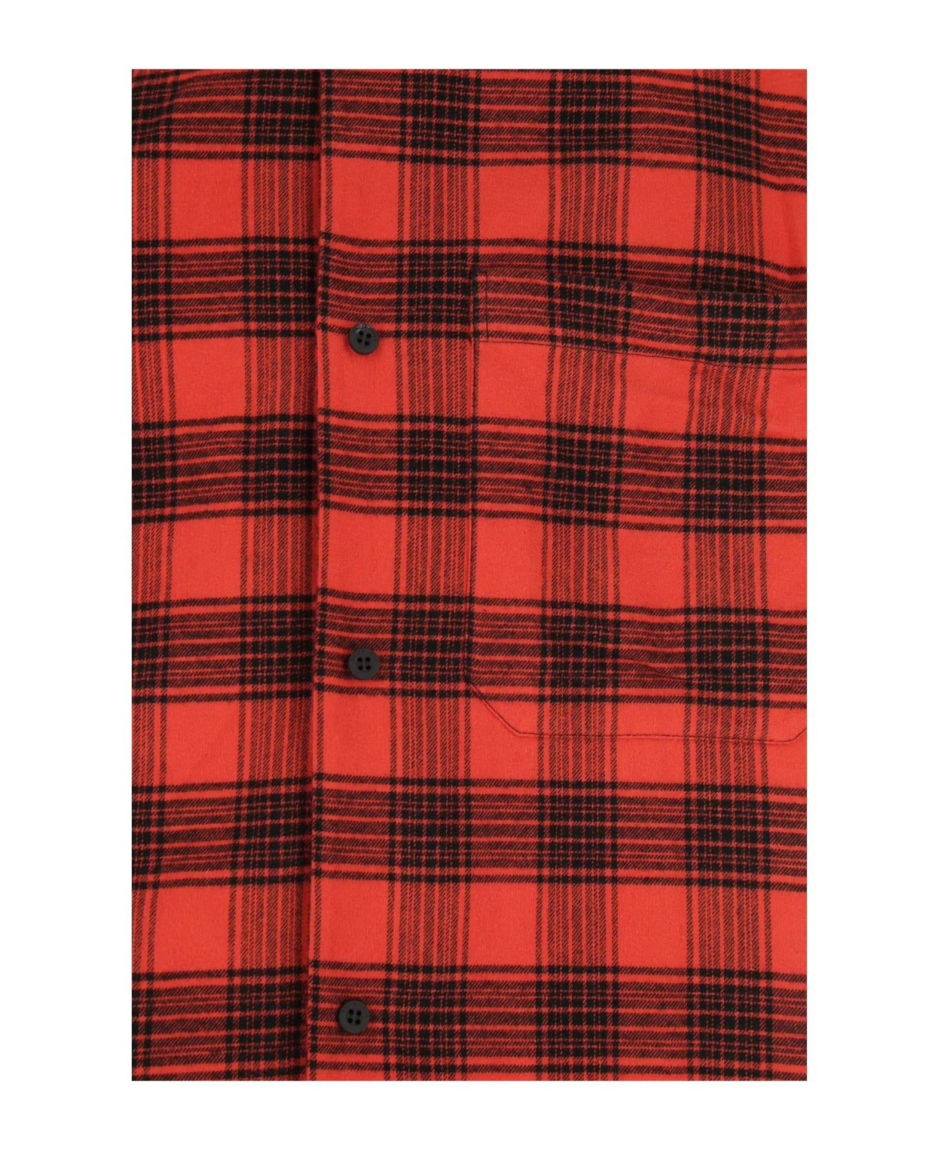 Balenciaga Embroidered Flanel Reversible Oversize Shirt - RED