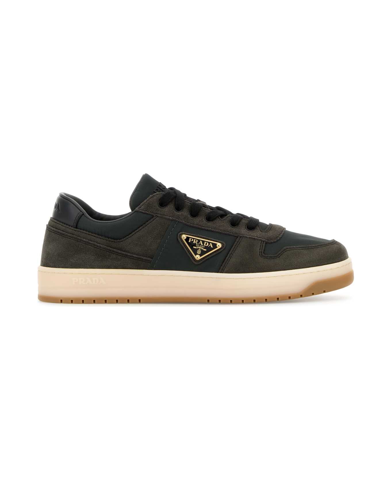 Prada Two-tone Suede And Fabric Downtown Sneakers - EMATITEPIOMBO