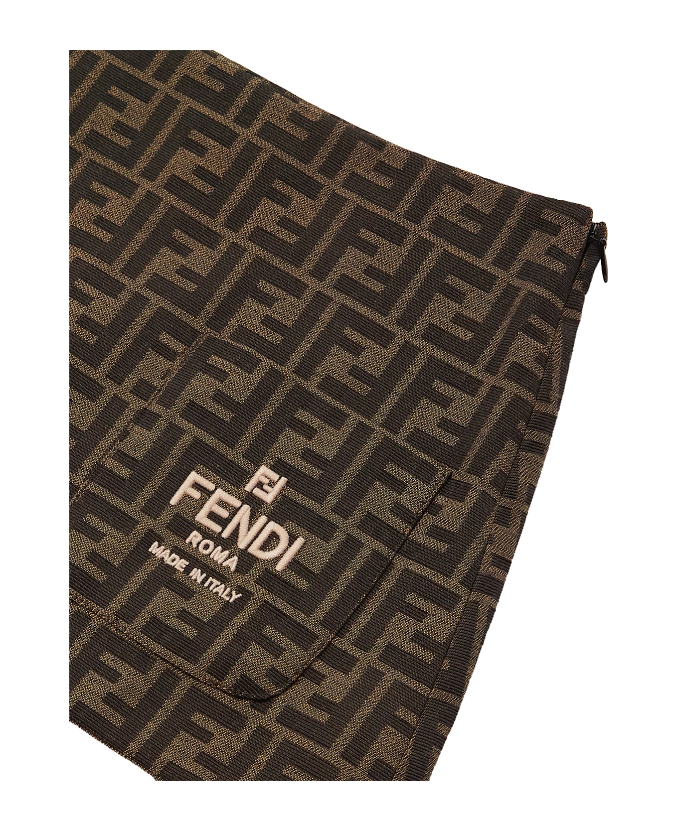 Fendi Brown Skirt With Ff Logo And Motif - Brown