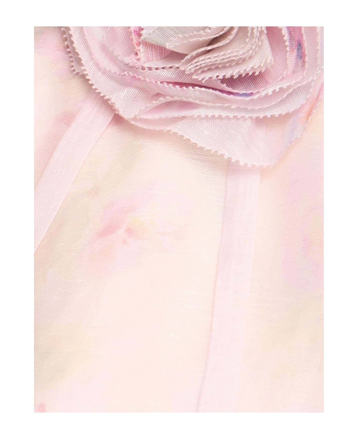 Zimmermann Pink Silk Linen Midi Dress - Pink
