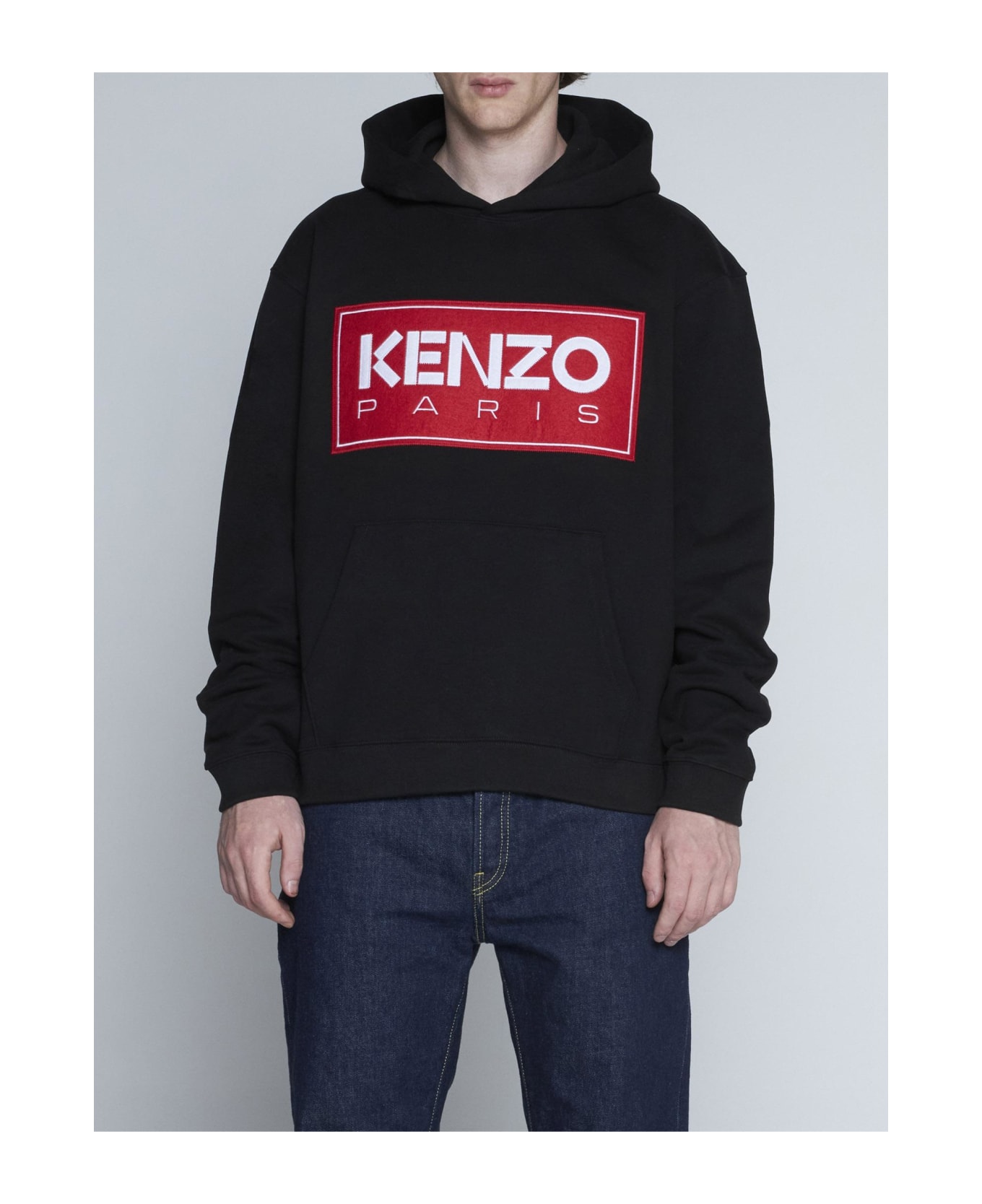 Kenzo Logo Cotton Hoodie - Black