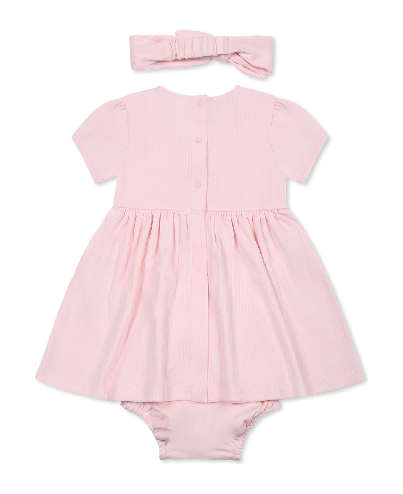 Givenchy Pink Dress Set For Baby Girl With Logo - Pink