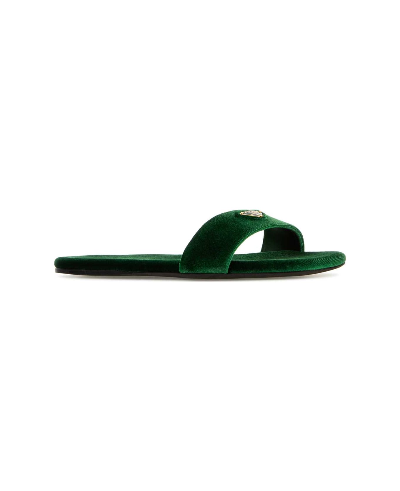 Prada Green Velvet Slippers - ALLORO