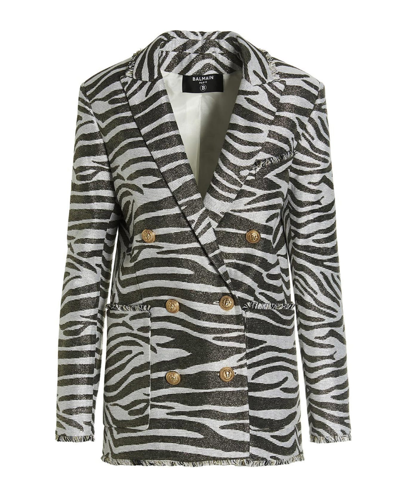 Balmain Zebra Double-breasted Jacket - Gad Blanc Or