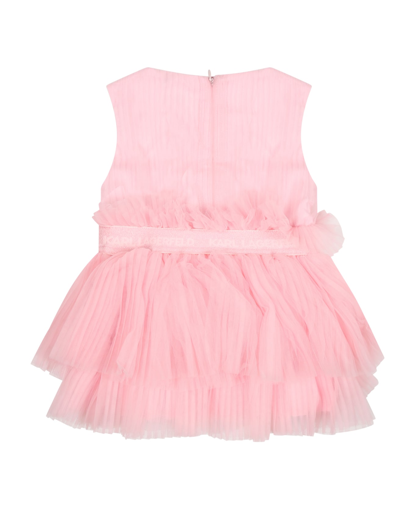 Karl Lagerfeld Kids Pink Dress For Baby Girl With Logo - Pink