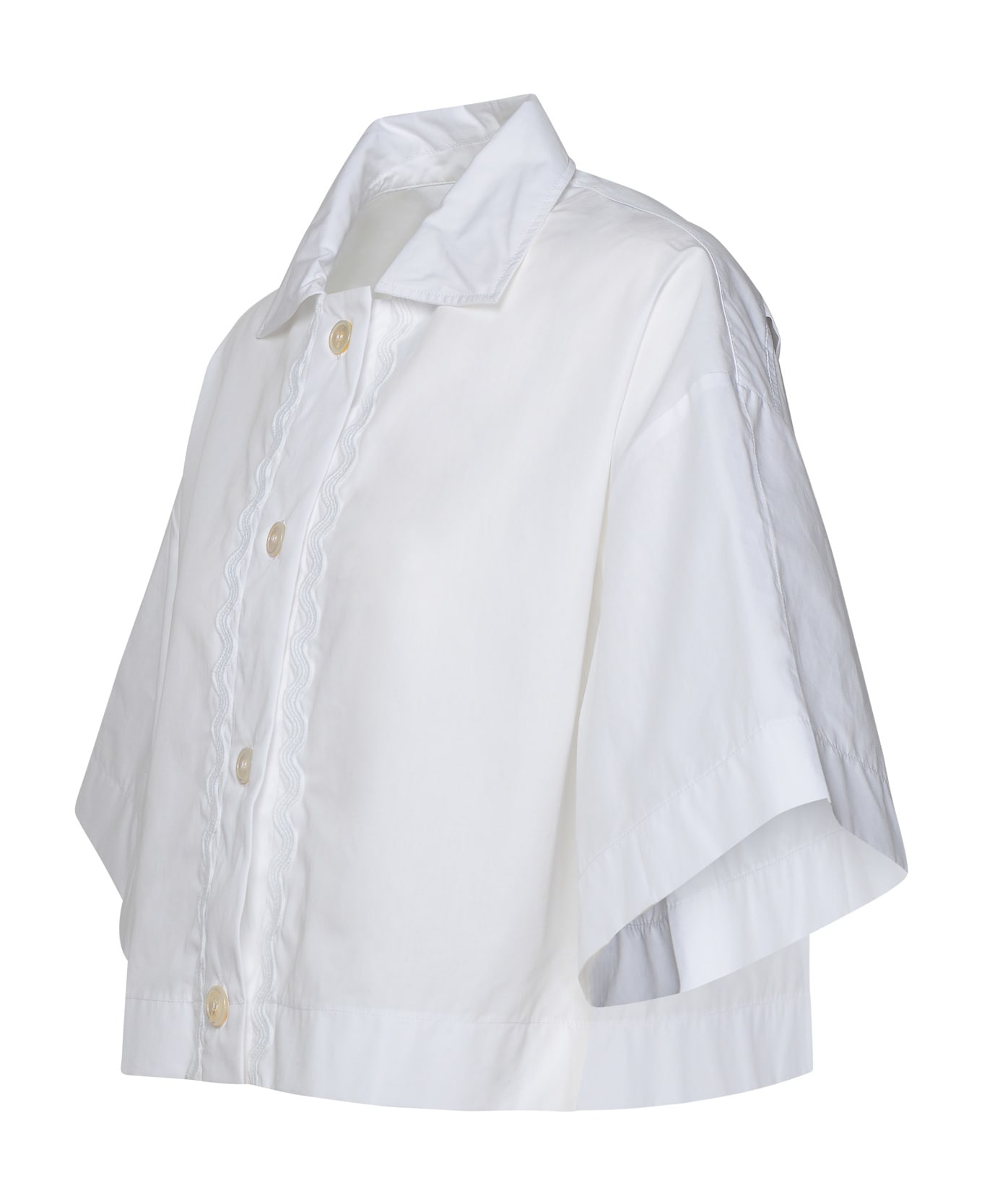 Patou Crop Shirt In White Cotton - Bianco