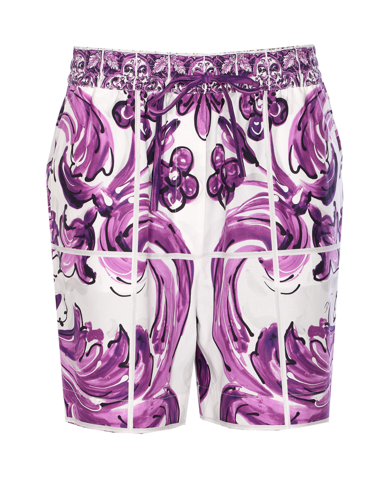 Dolce 
Gabbana Maiolica Print Shorts - Purple