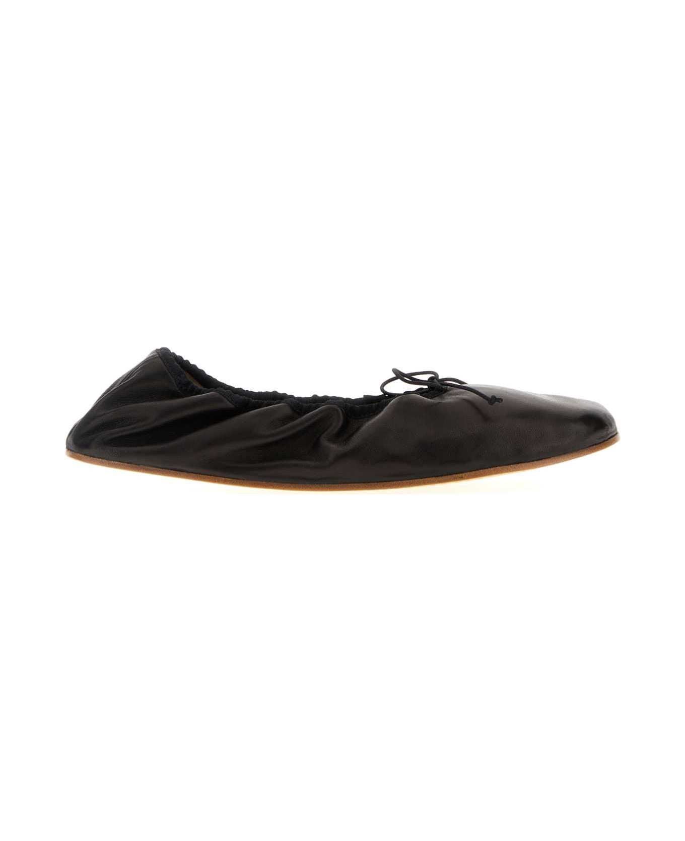 The Row Black Nappa Leather Ballerinas - BLACK