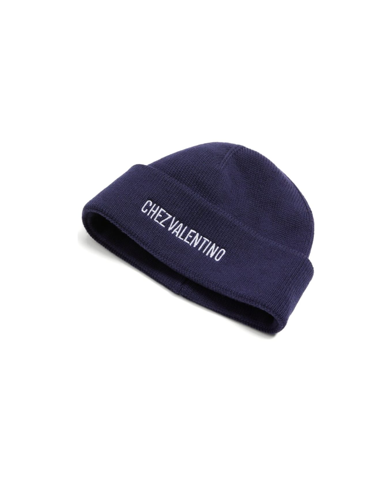 Valentino Garavani Chez Valentino Cotton And Wool Beanie - Blue