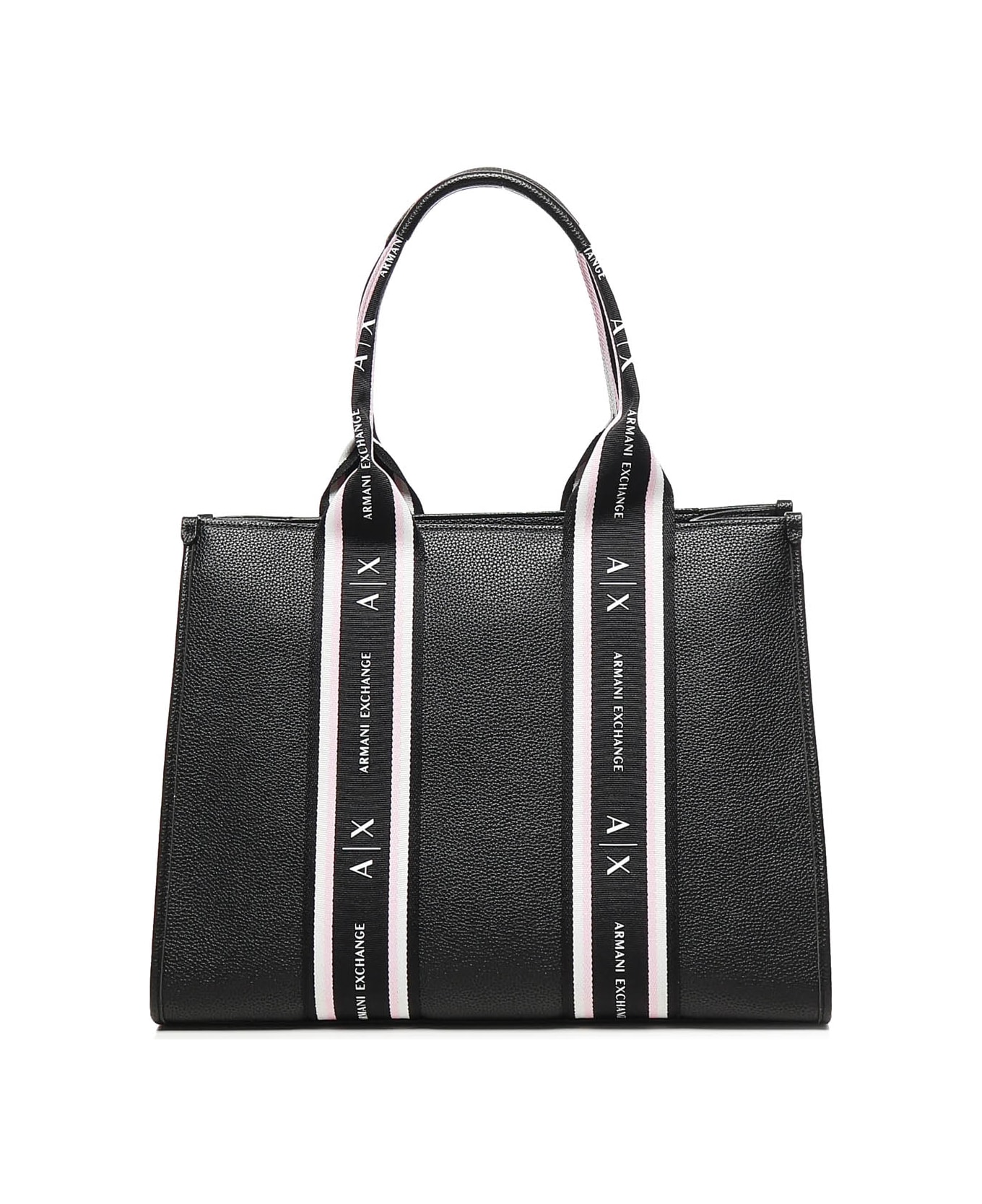 Armani Exchange Tote Bag With Contrasting Bands - Black