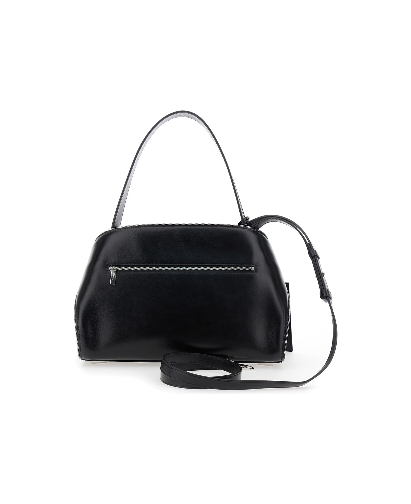 Ferragamo 
hug
 Black Shoulder Bag With Multiple Zips And Adjustable And Removable Shoulder Strap In Leather Woman - Black