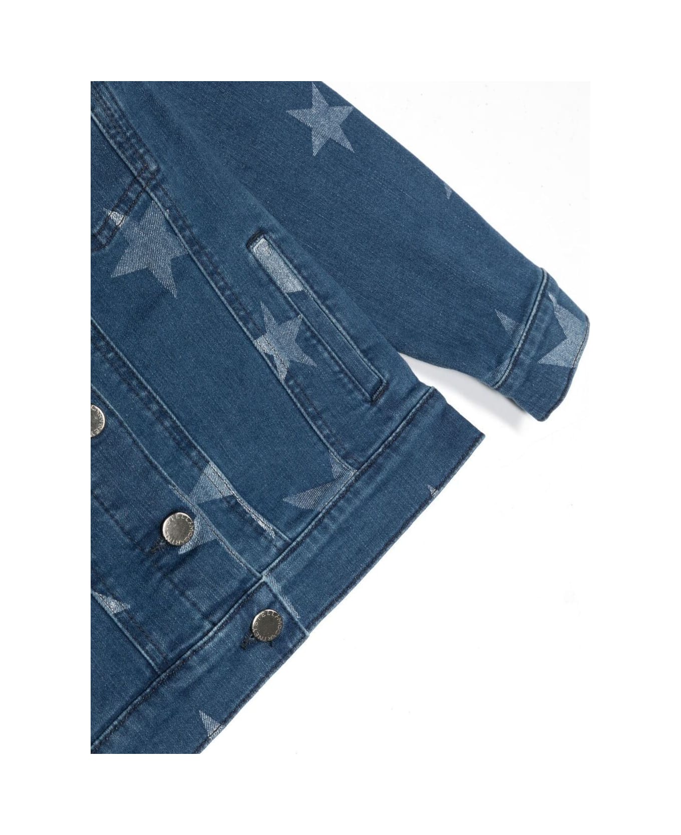 Stella McCartney Jeans Jacket With Star Print In Stretch Cotton Girl - Blu Denim