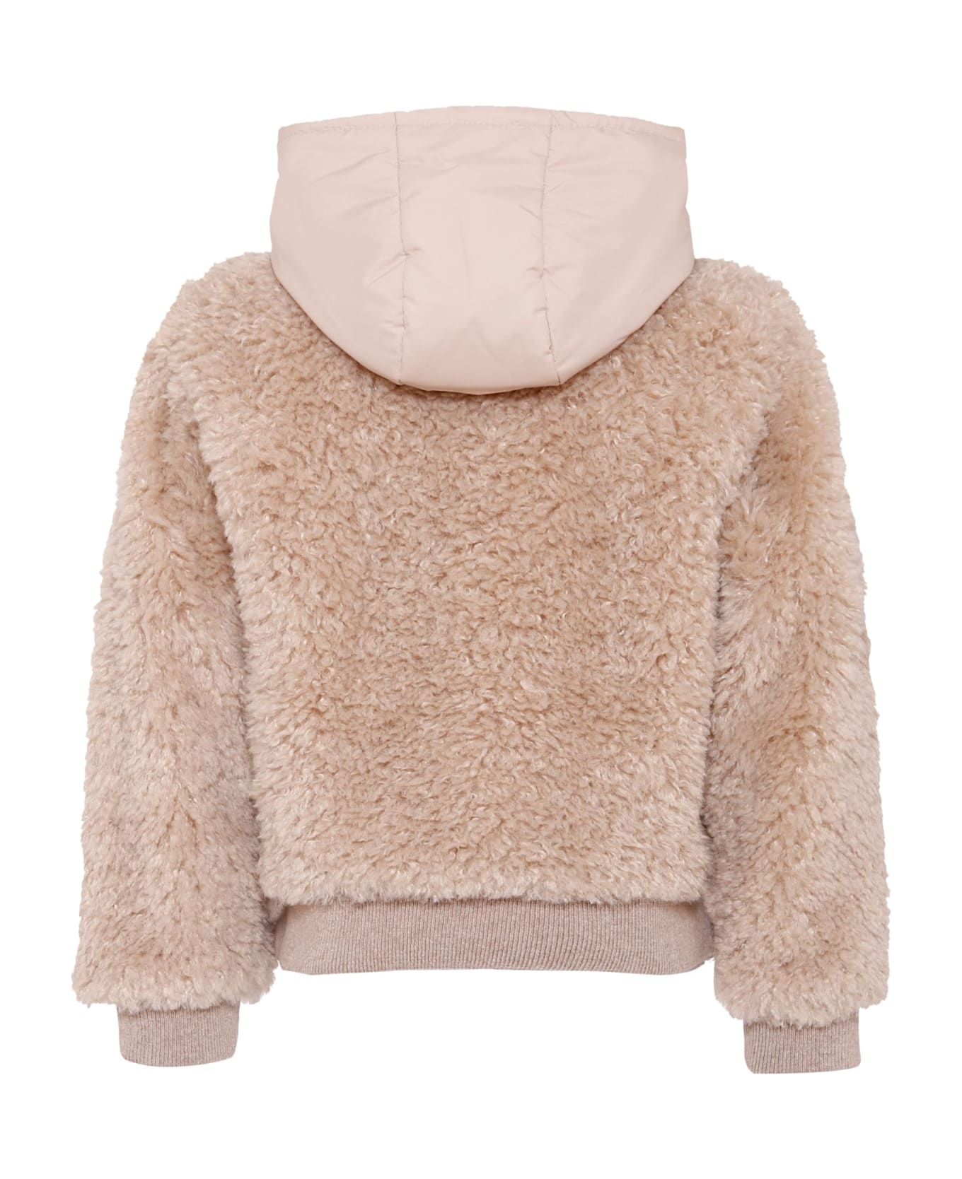 Moncler Beige Eco-fur For Kids With Logo - Beige
