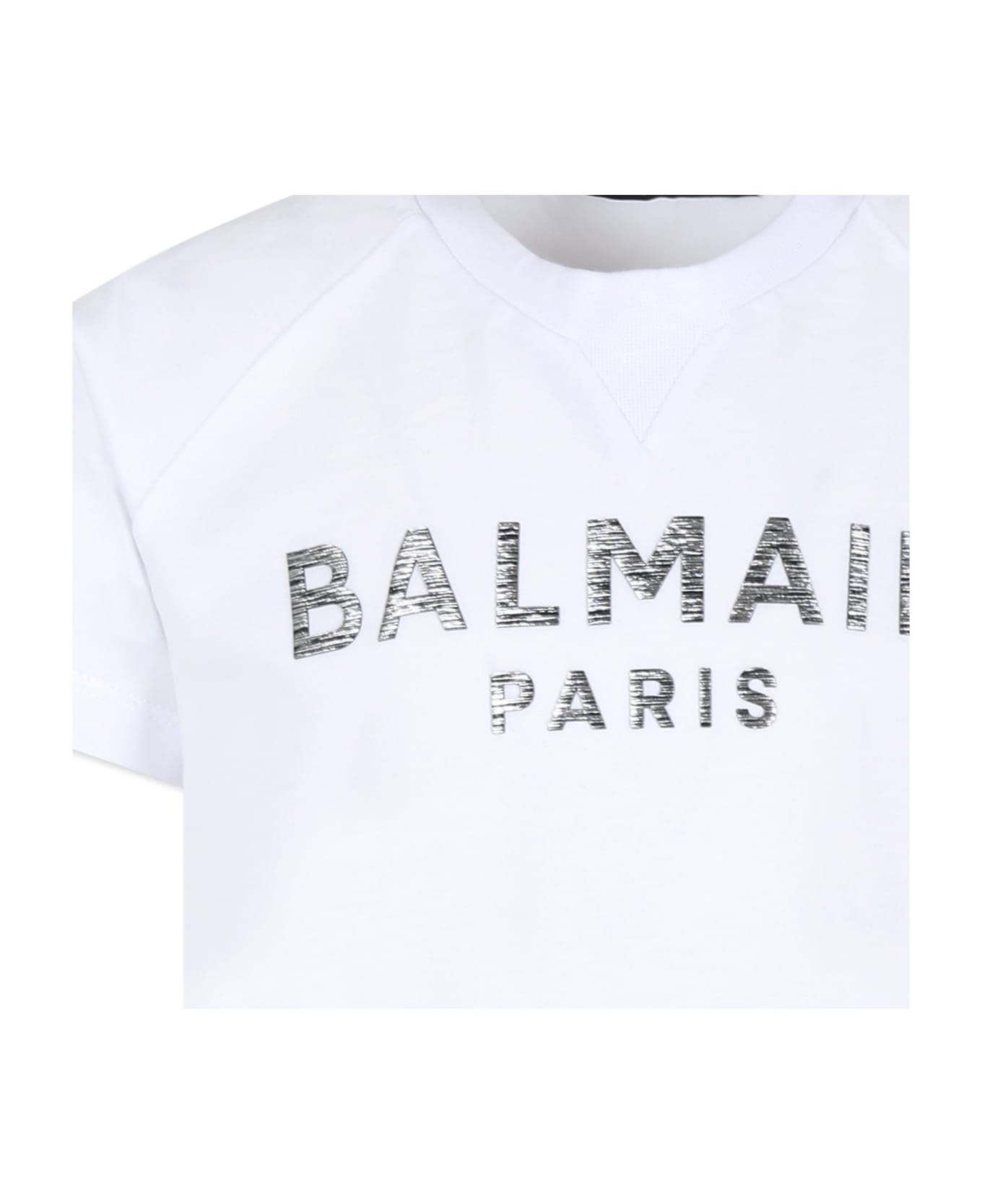 Balmain White T-shirt For Kids With Logo