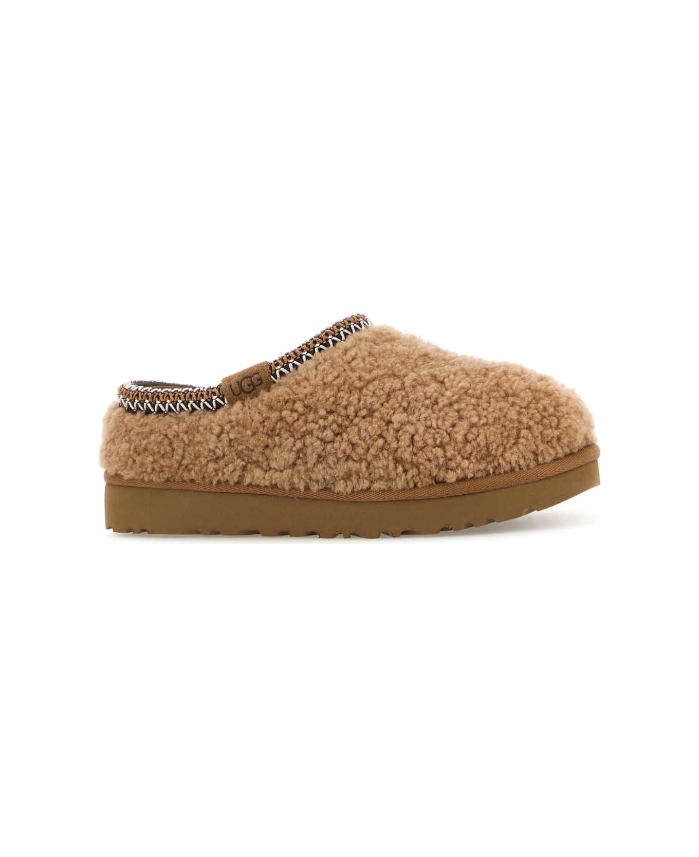 UGG Camel Eco Fut Tasman Maxi Curly Slippers - CHESTNUT