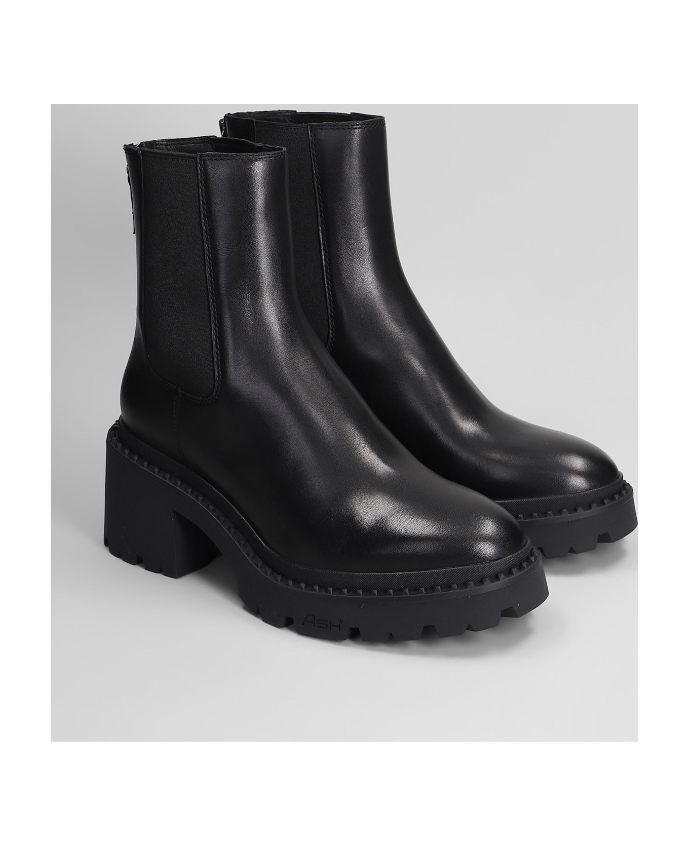 Ash Newton High Heels Ankle Boots In Black Leather - black