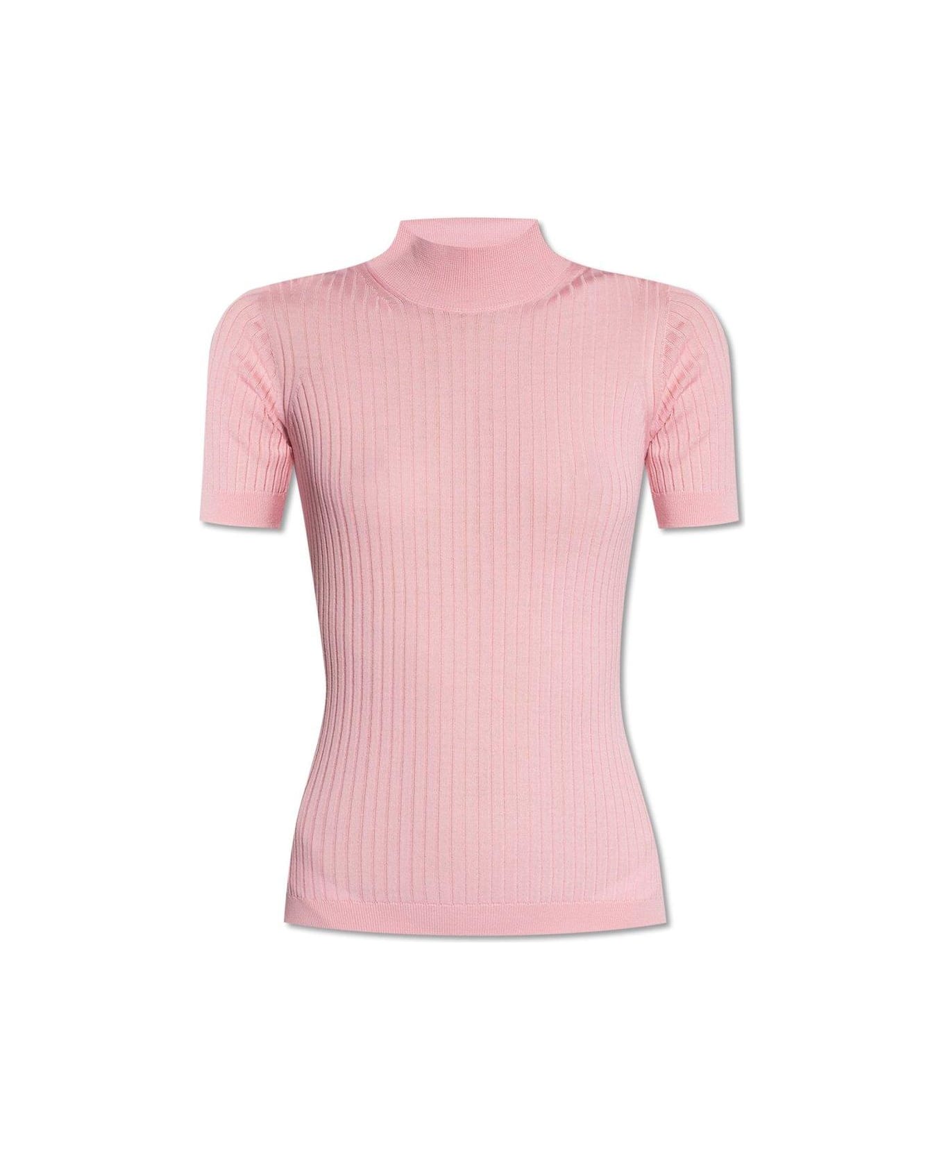 Versace Mock Neck Knitted Top - Rosa Tシャツ