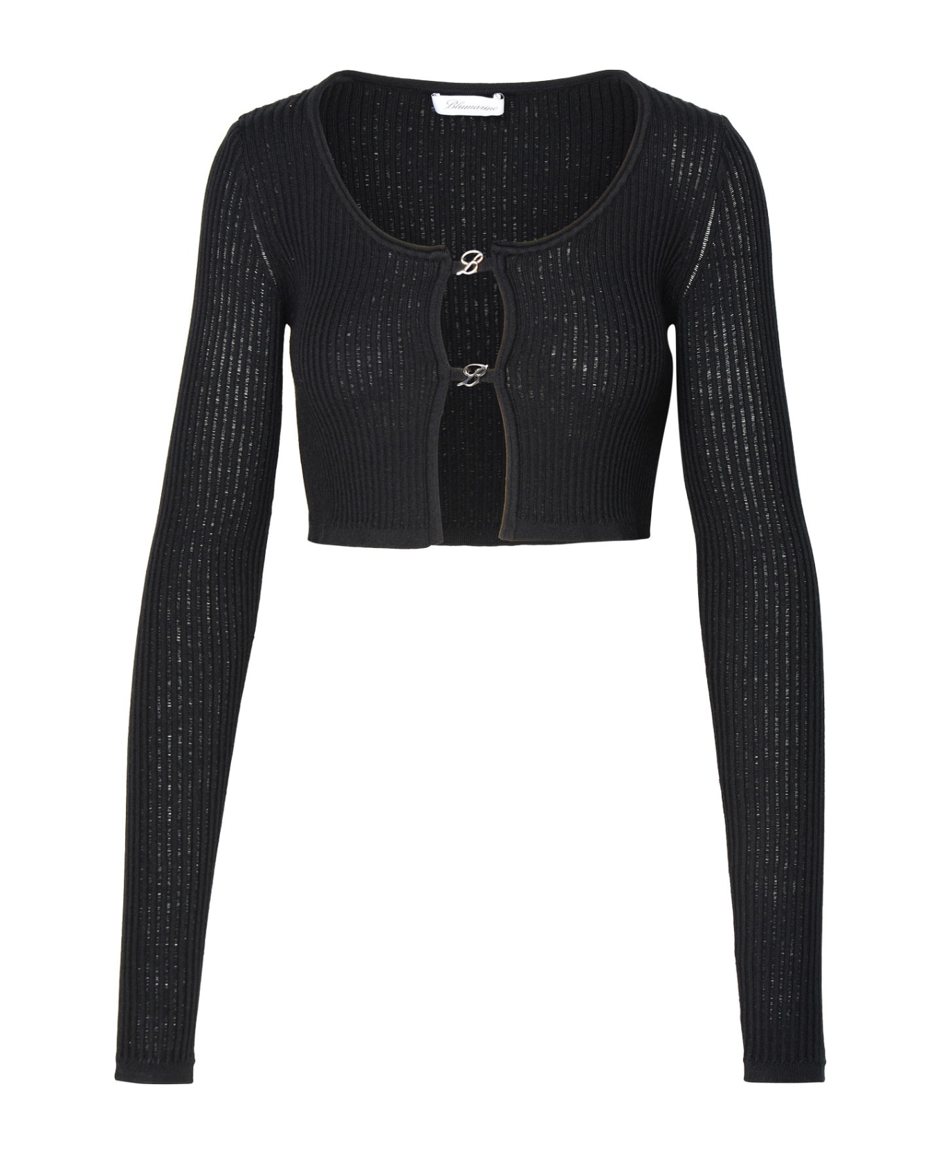 Blumarine Crop Sweater In Black Viscose Blend - Nero ニットウェア