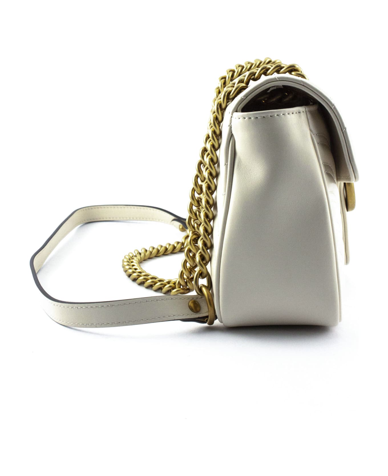 Gucci Gg Marmont White Leather Shoulder Bag - Panna