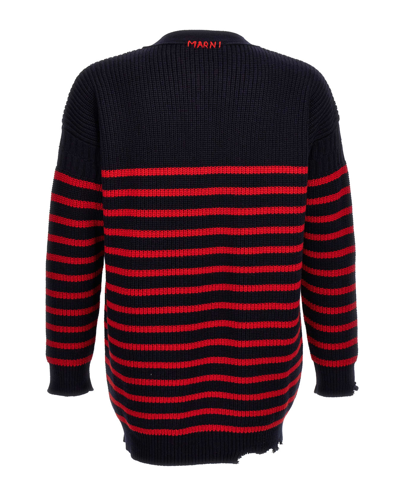 Marni Destroyed Effect Striped Cardigan - Multicolor