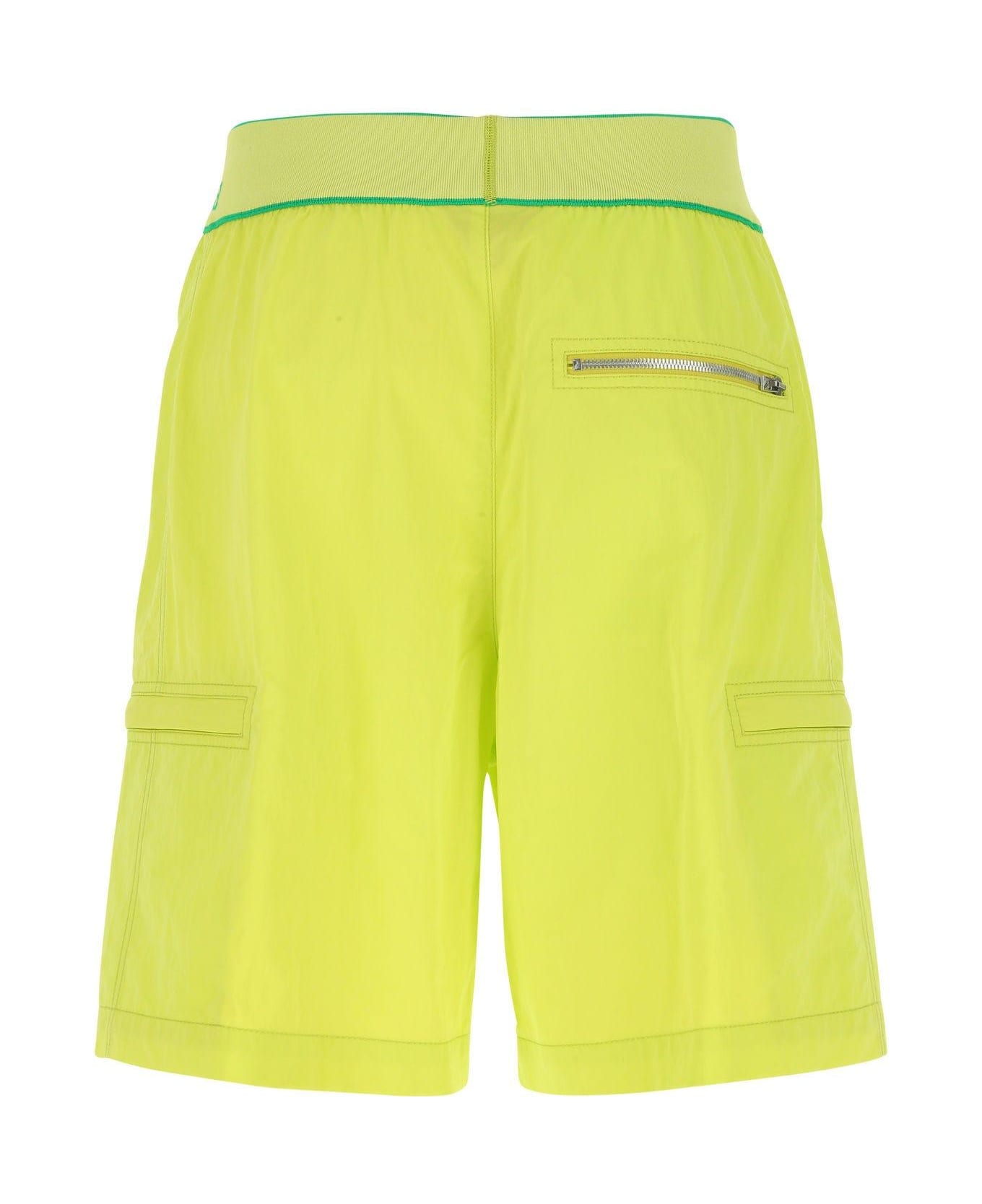 Bottega Veneta Acid Green Nylon Bermuda Shorts - 7214