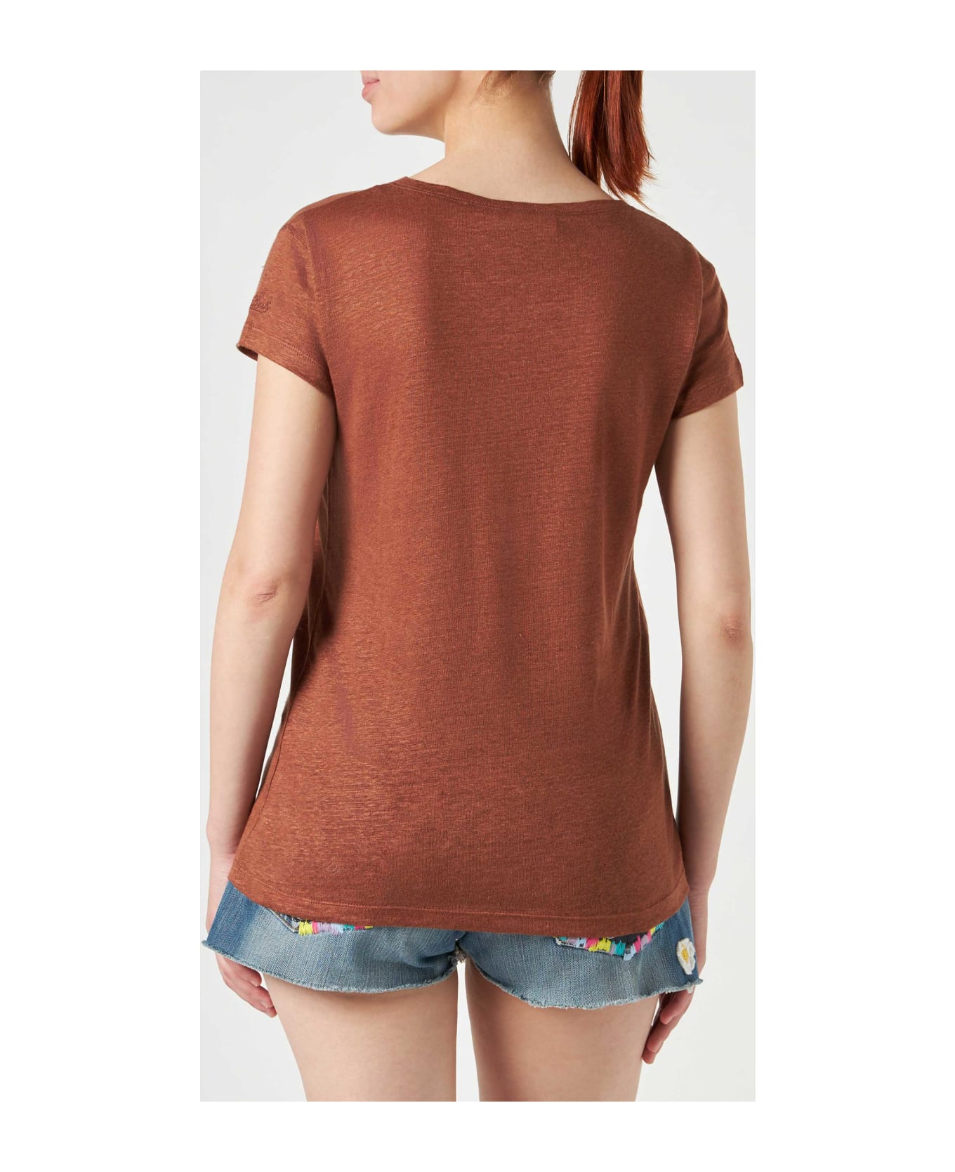 MC2 Saint Barth Woman Brown Linen T-shirt - BROWN