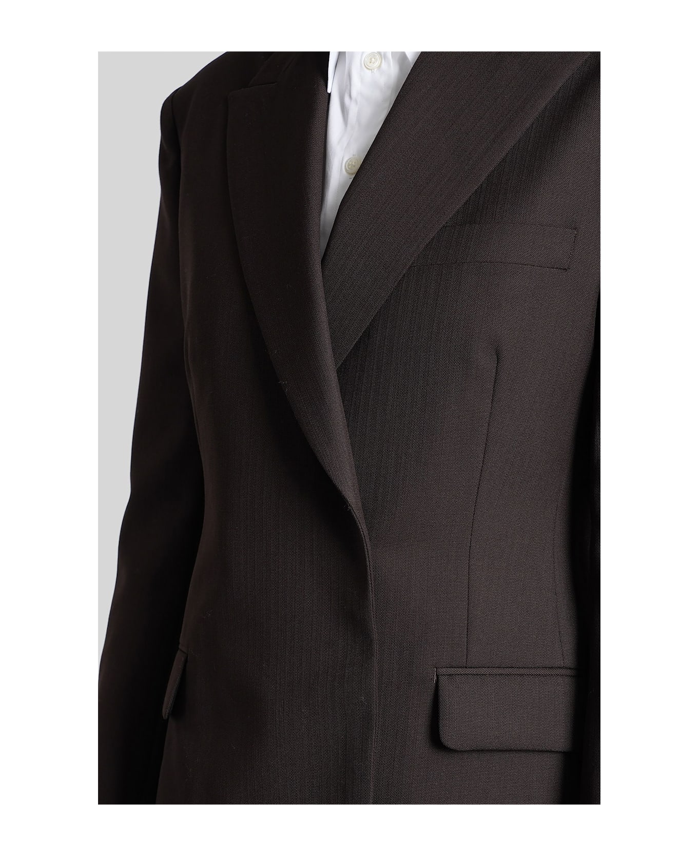 Anine Bing Aretha Blazer In Brown Polyester - brown