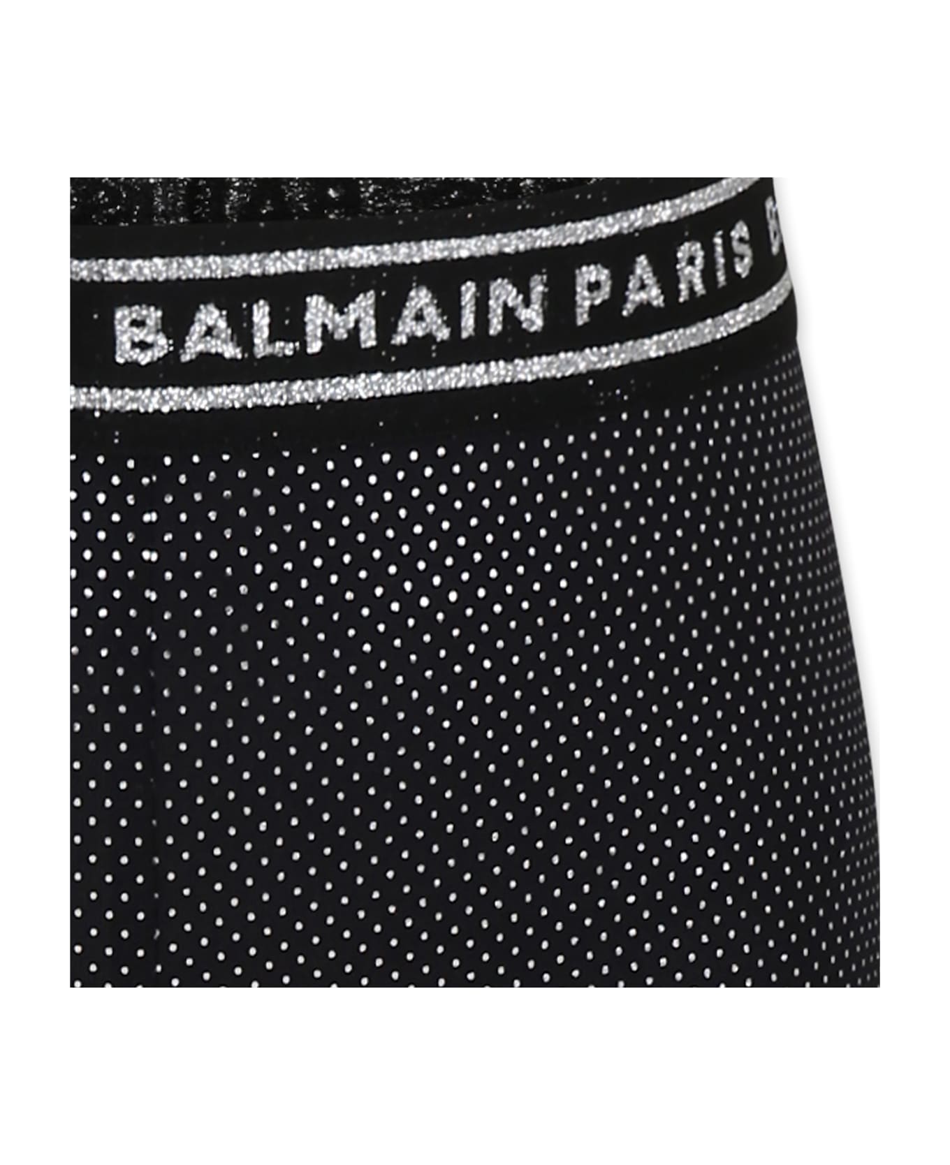 Balmain Black Leggings For Girl With Polka Dots - Black