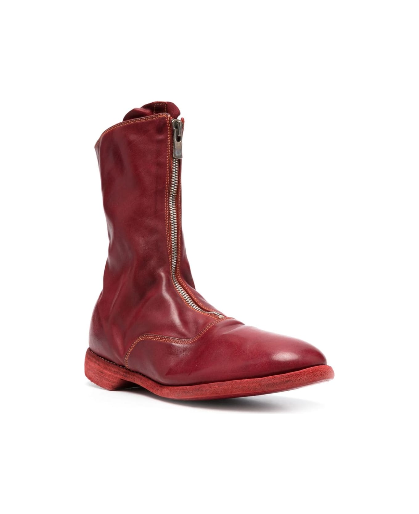 Guidi Front Zip Army Boots - T Red