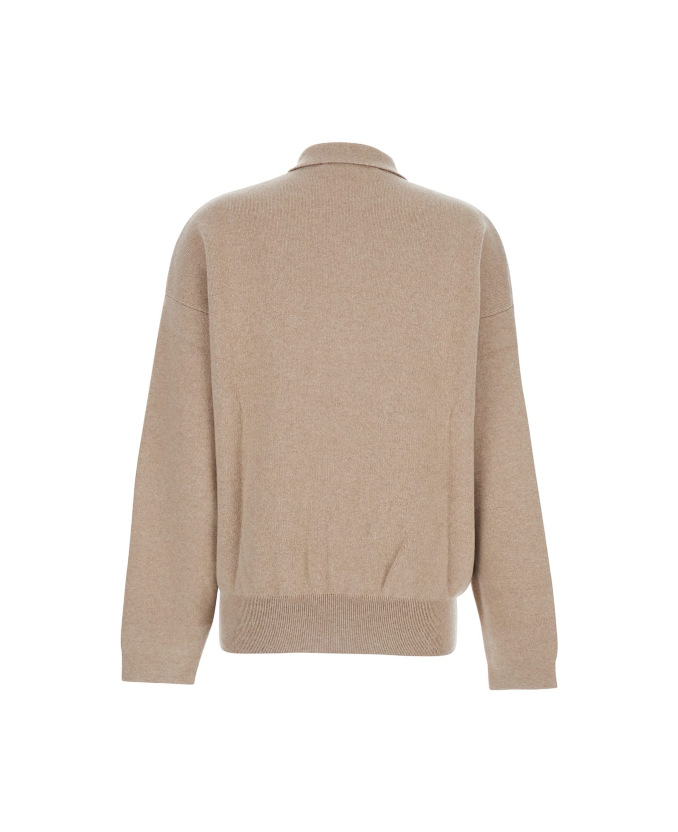 Jacquemus 
la Maille Vareuse Pallone
 Beige Sweater With Polo Shirt Style Collar In Wool And Cashmere Stretch Woman - Beige
