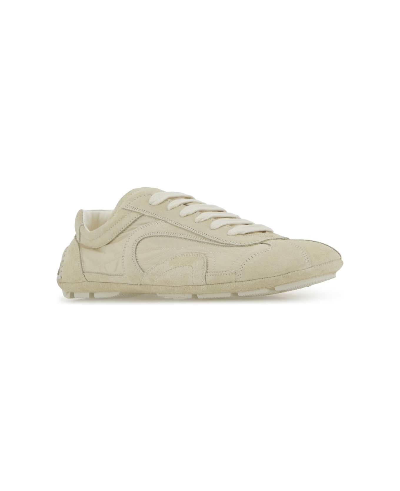 Prada Ivory Suede And Re-nylon Montecarlo Re-edition 2005 Sneakers - AVORIO