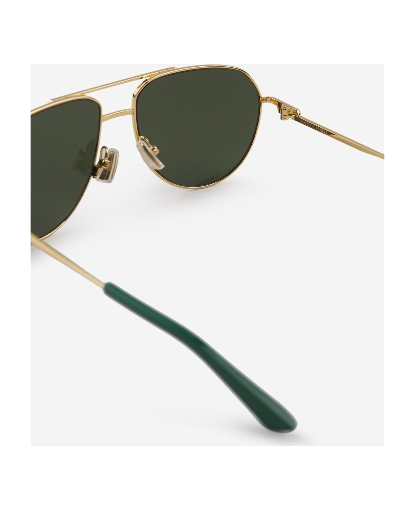 Bottega Veneta Eyewear Aviator Frame Sunglasses - Gold green
