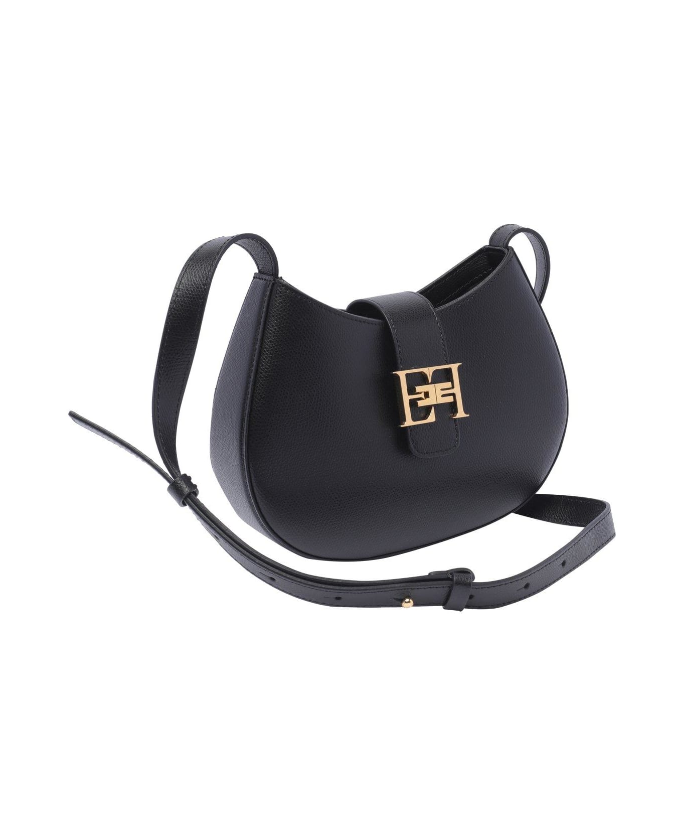 Elisabetta Franchi Logo Plaque Medium Hobo Bag - Black トートバッグ