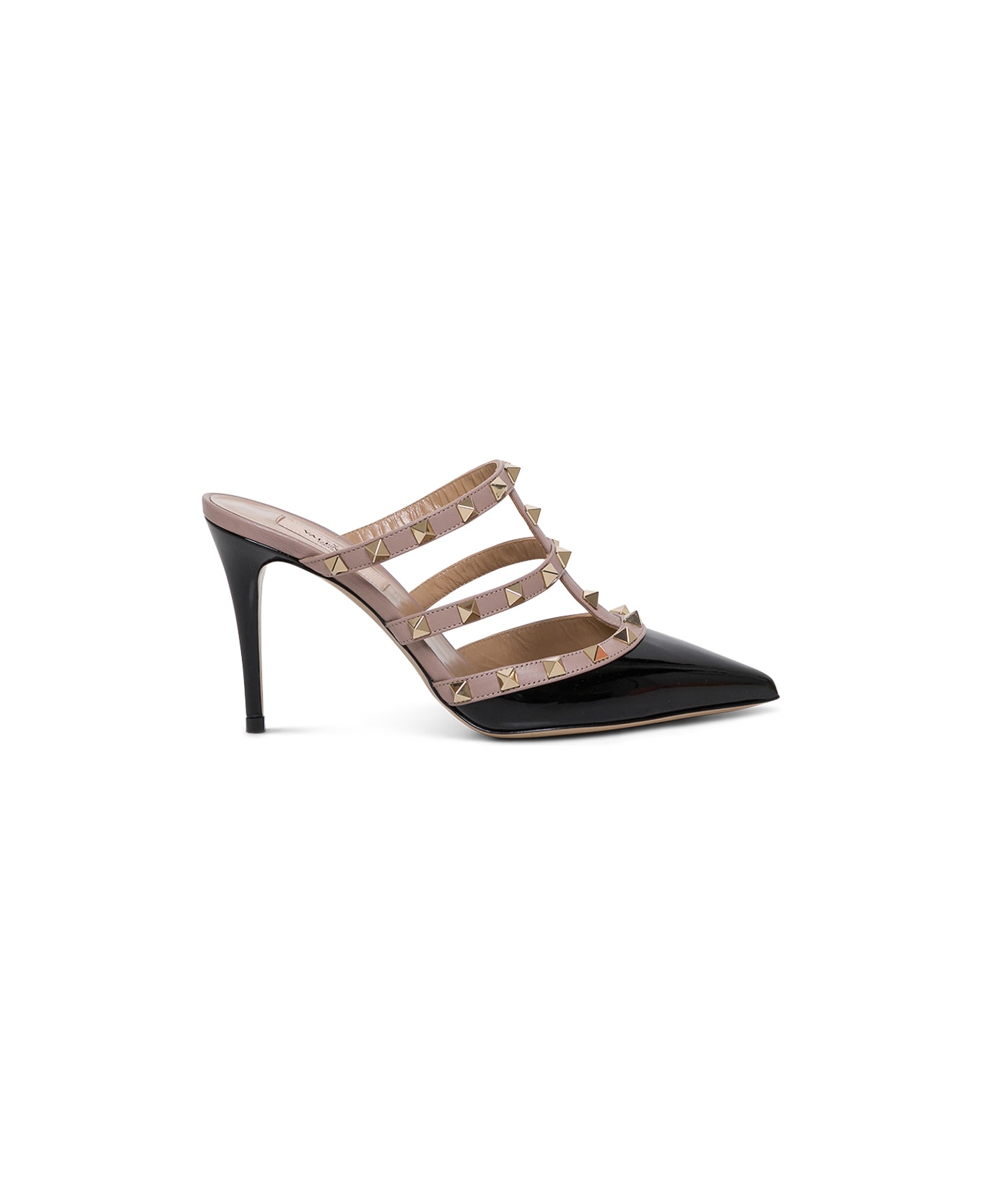 Valentino Garavani Rockstud  Pink And Black Mules - Black