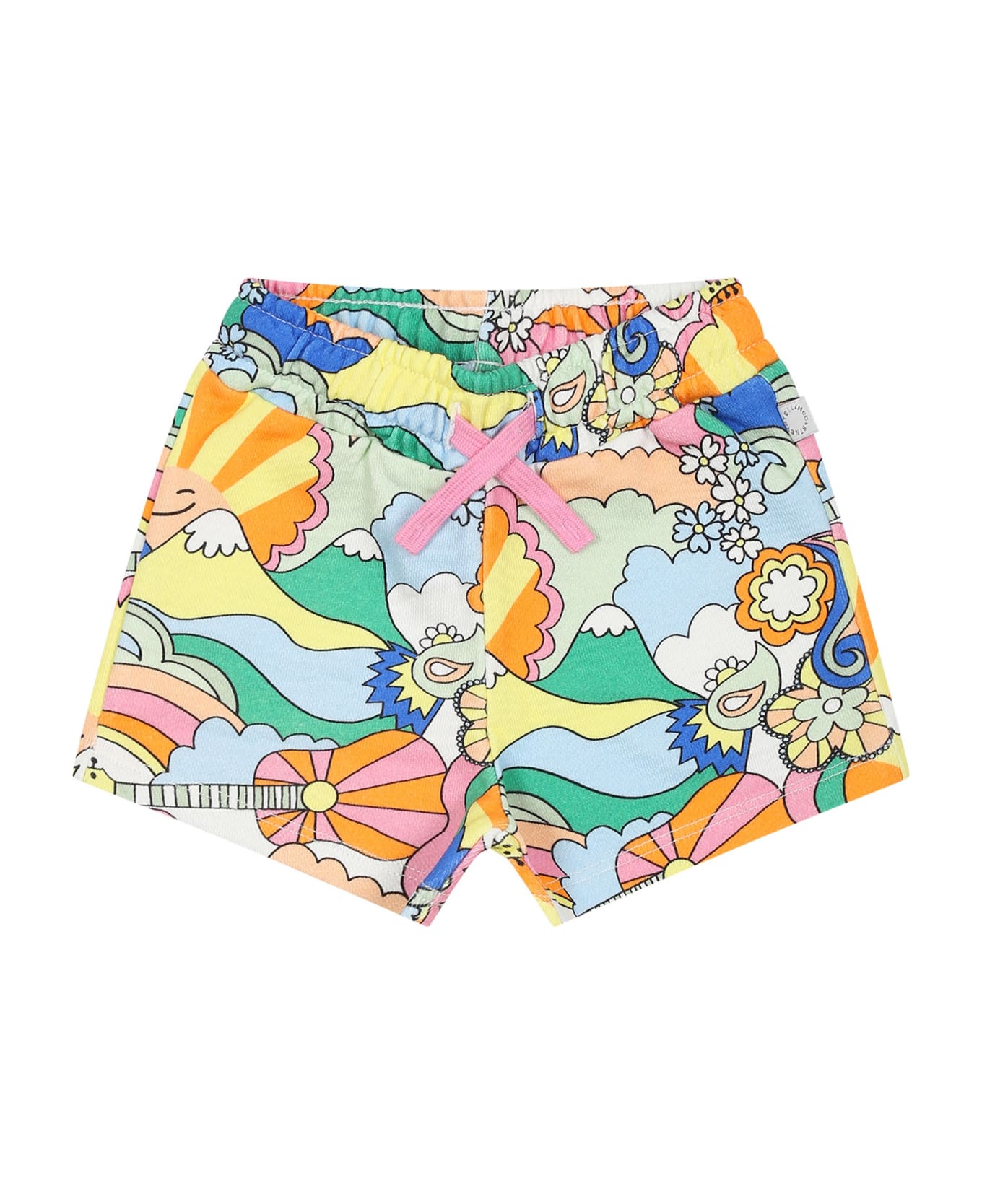 Stella McCartney Kids Yellow Shorts For Baby Girl With Logo - Multicolor ボトムス