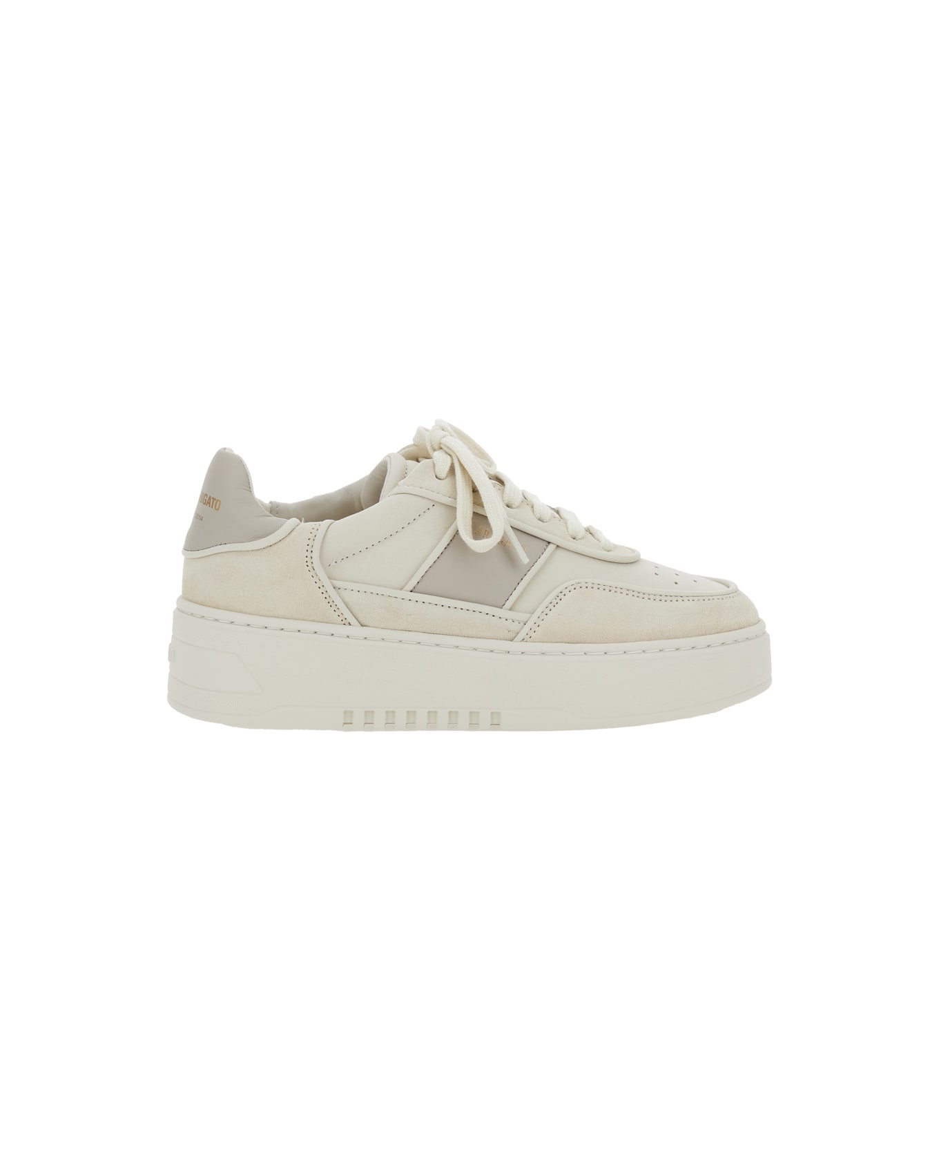 Axel Arigato Beige Sneakers With Contrasting Heel With Logo Lettering In Leather Blend Woman - Beige