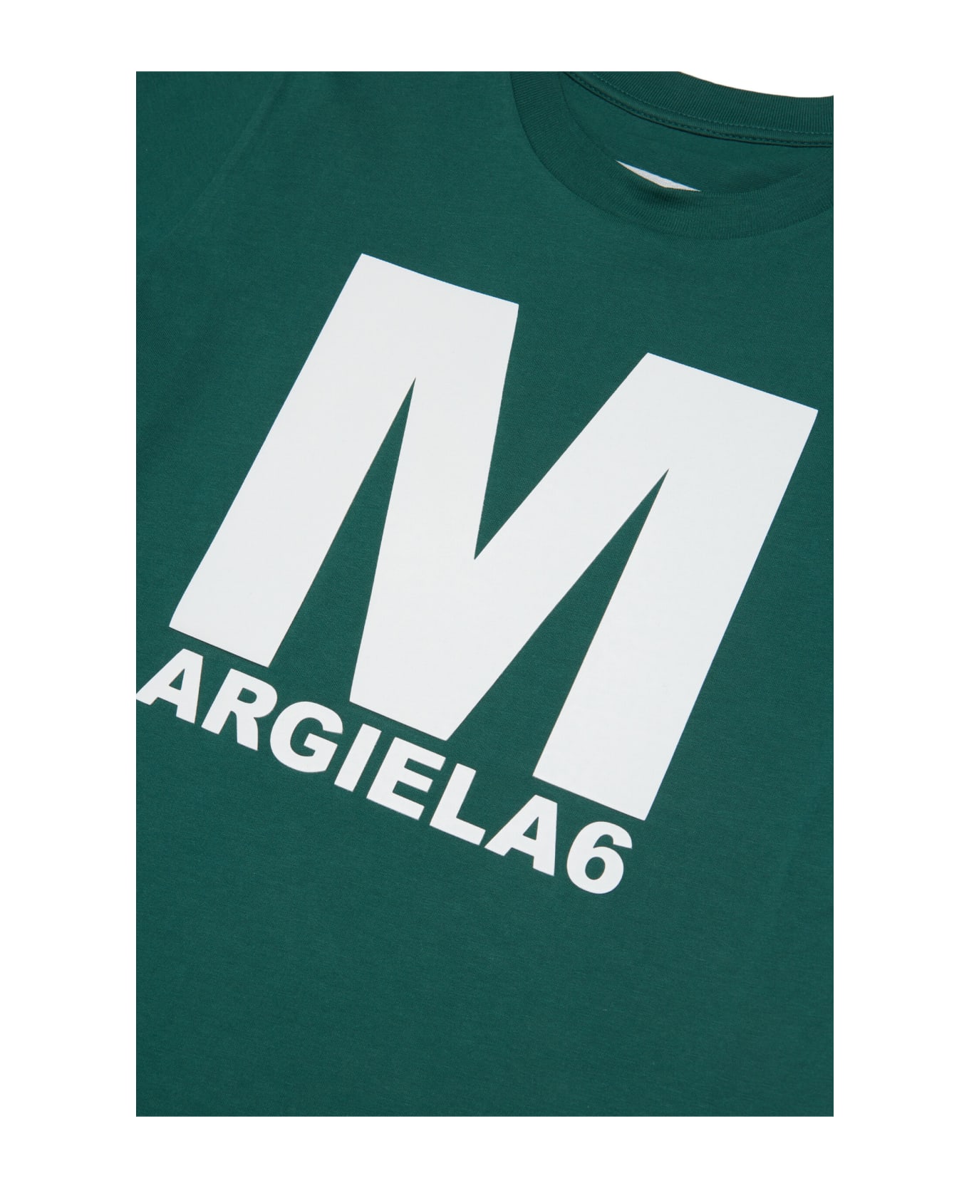 MM6 Maison Margiela Mm6t52u T-shirt Maison Margiela Green T-shirt In Jersey With Thick Logo - Verde