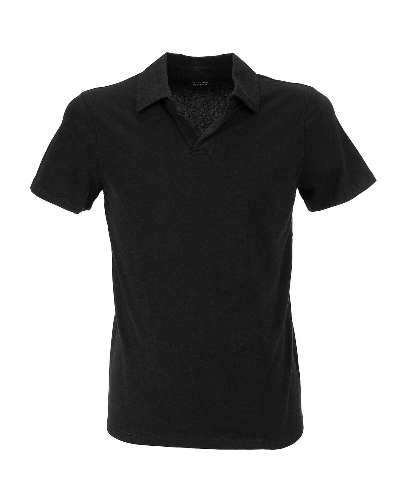 Majestic Filatures V-neck Short-sleeved Polo Shirt - Black