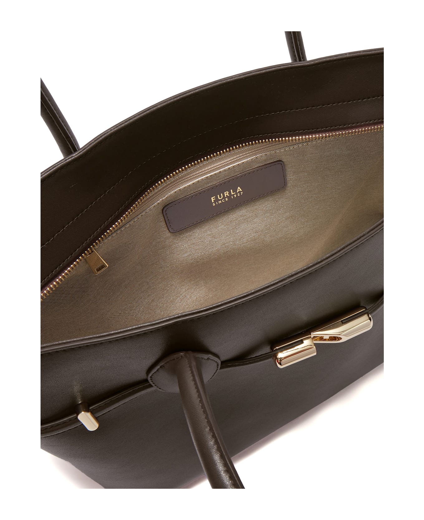 Furla Shopping Bag Goccia L Choco In Leather - CIOCCOLATO