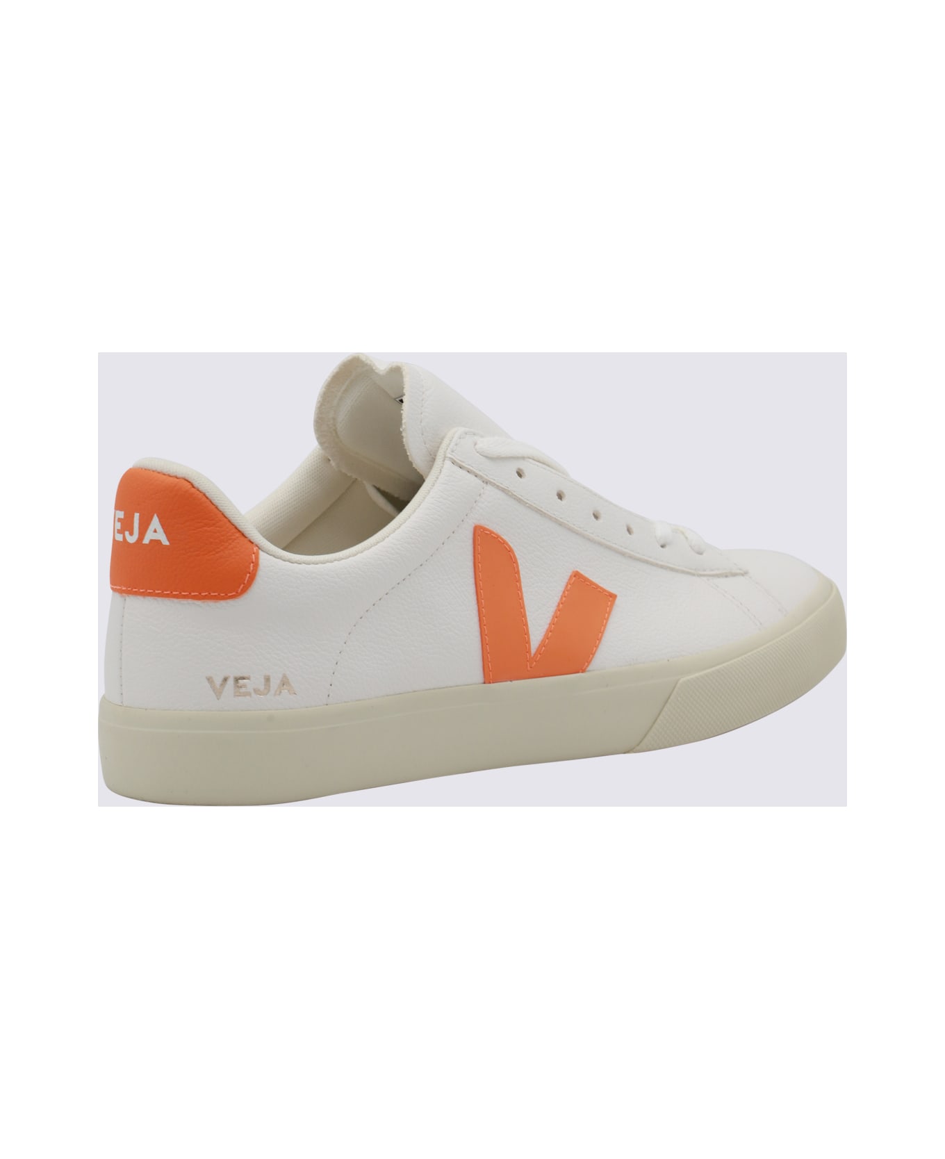 Veja White And Orange Leather Campo Sneakers - EXTRA-WHITE FURY
